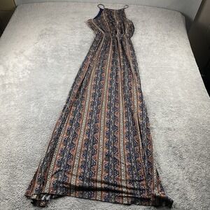 LUSH Maxi Dress Womens XS Multicolor Spaghetti‎ Strap Stretch Casual